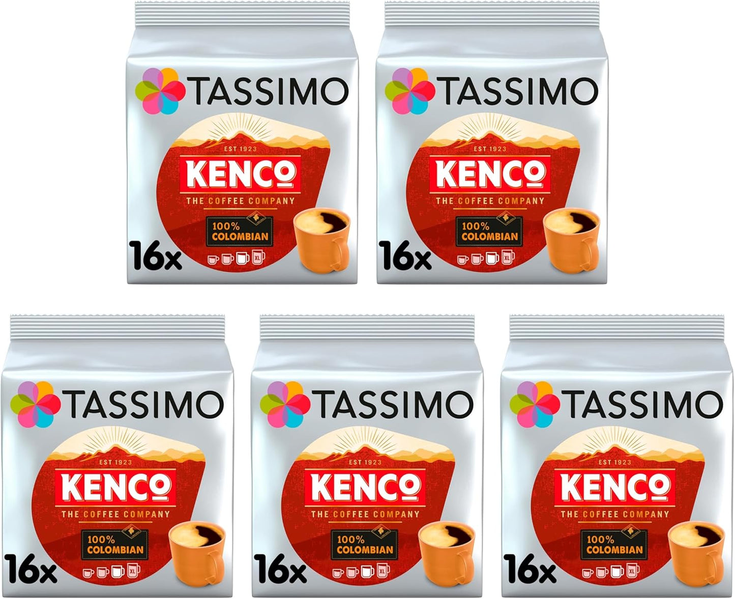 Tassimo Kenco Colombian Coffee Pods X16 Pack of 5 Total 80 Drinks - Medium Roast-ExpressCo