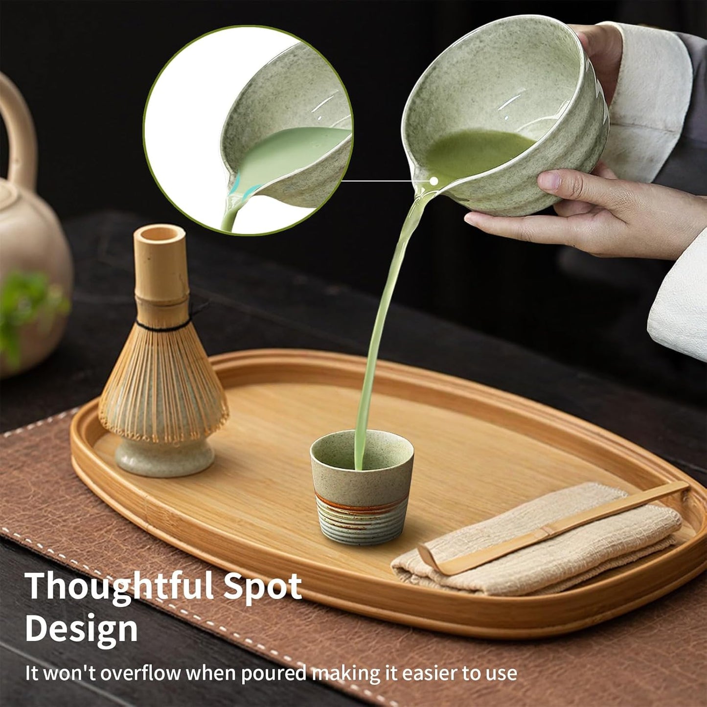 Matcha Set Whisk and Bowl Kit - Complete Tea Set Gift with Ceramic Bowl Bamboo Tools