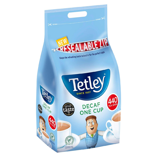 Tetley One Cup Decaf Tea 440 Bags - Milk Free Decaffeinated Black Tea