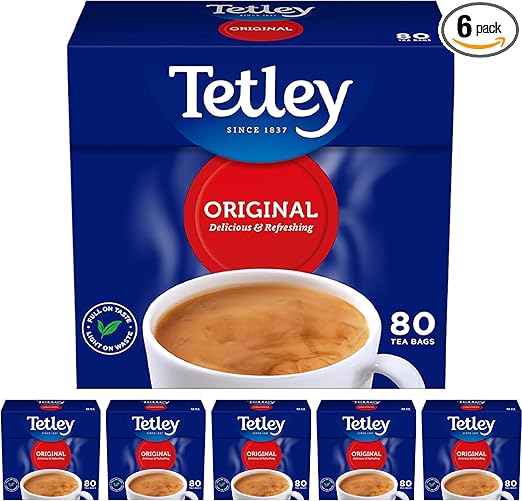 Tetley Original Black Tea Bags 480 - 6x80 Pack Rainforest Alliance British Tea