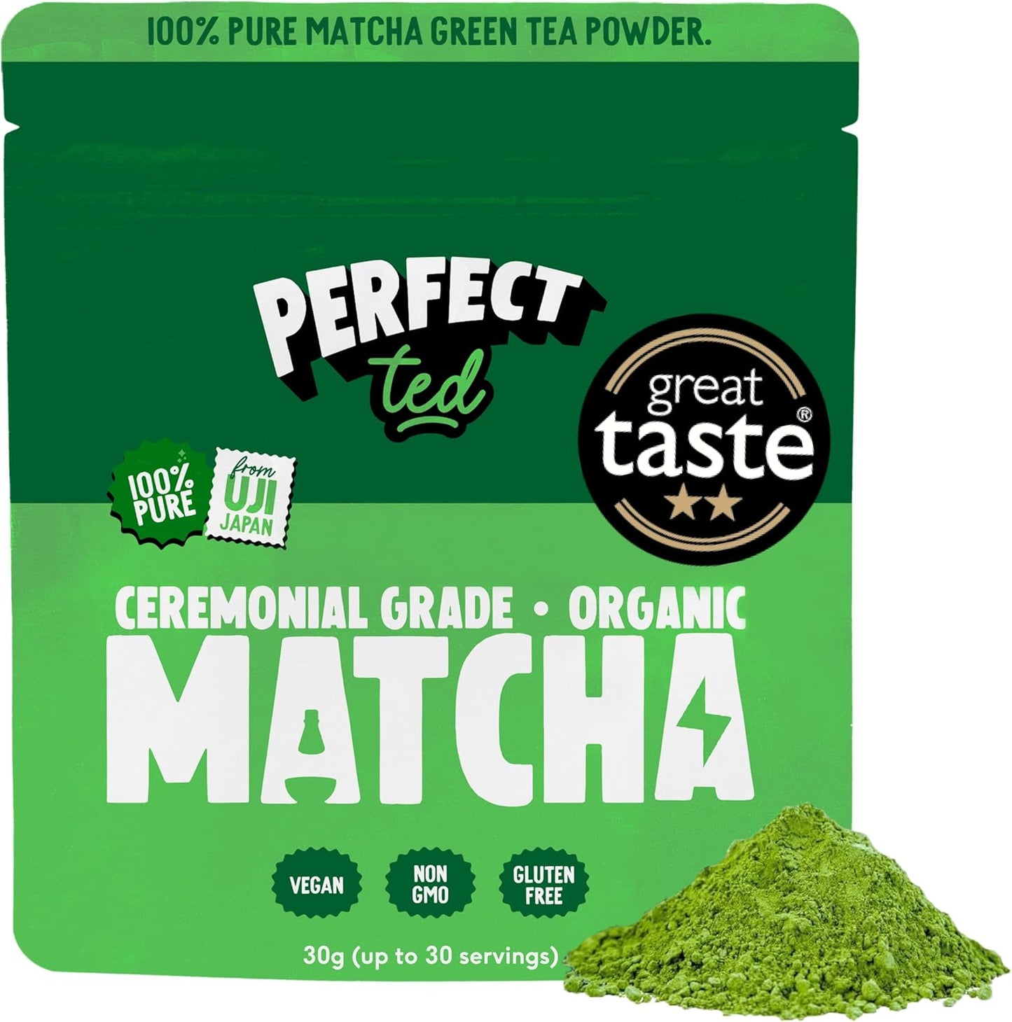 Perfect Ted Matcha Powder Organic 30g - Ceremonial Grade Japanese Matcha Fuel