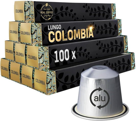 Lungo Colombia | Authentic Taste of the Steep Mountains | 100 Pods Compatible With Nespresso | Fair Trade Certified |