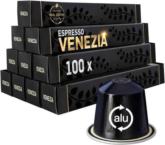 Venezia – 100 Coffee Pods | Strong Fair Trade Coffee Blend (70% Arabica, 30% Robusta)