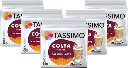 Tassimo Costa Caramel Latte Coffee Pods - 40 Drinks (5 x 8 Pack)