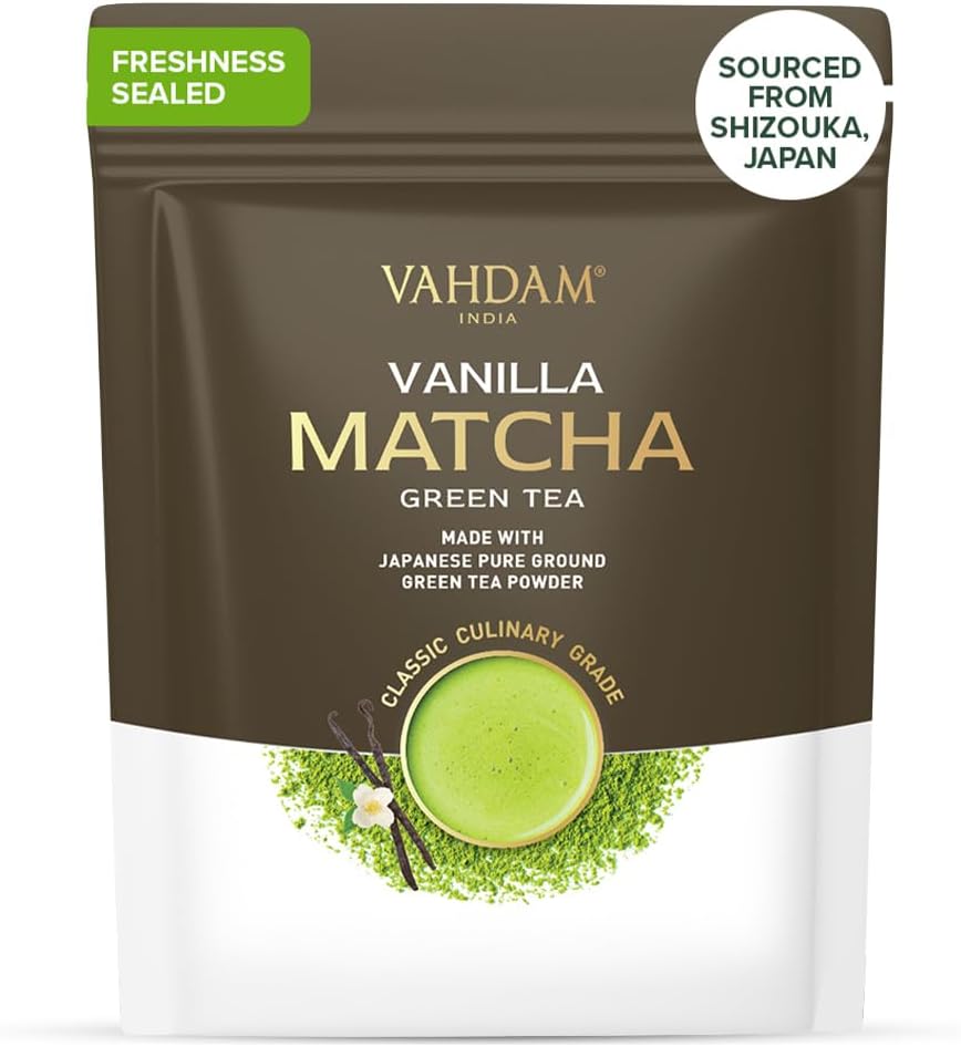 VAHDAM Japanese Vanilla Matcha Green Tea Powder 100g - Premium Vanilla Matcha