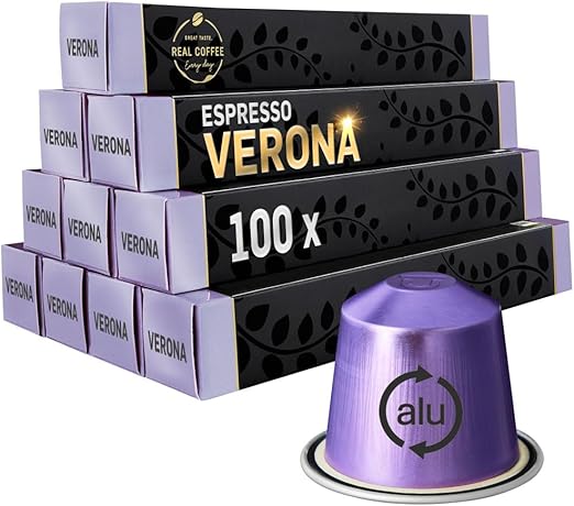 Verona – 100 Nespresso Compatible Pods | Smooth Medium Roast with 100% Arabica | Mild, Round Flavour with Notes of Chocolate & Caramel