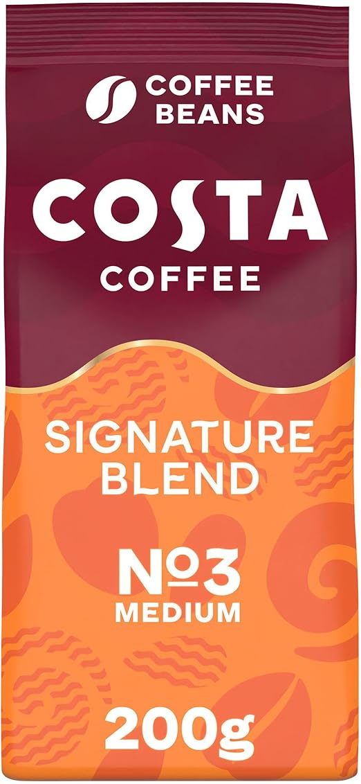 Costa Coffee Signature Blend Whole Beans 1kg - Premium Medium Roast Coffee Beans (Pack of 5)