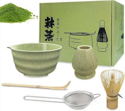 Matcha Set Whisk and Bowl Kit - Complete Tea Set Gift with Ceramic Bowl Bamboo Tools