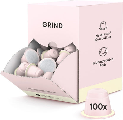 Grind Light Coffee Pods – Pack of 100 Biodegradable Capsules – 100% Arabica – Nespresso® Original Compatible – Home Compostable – Barista Quality and Specialty Grade – Light Roast-ExpressCo