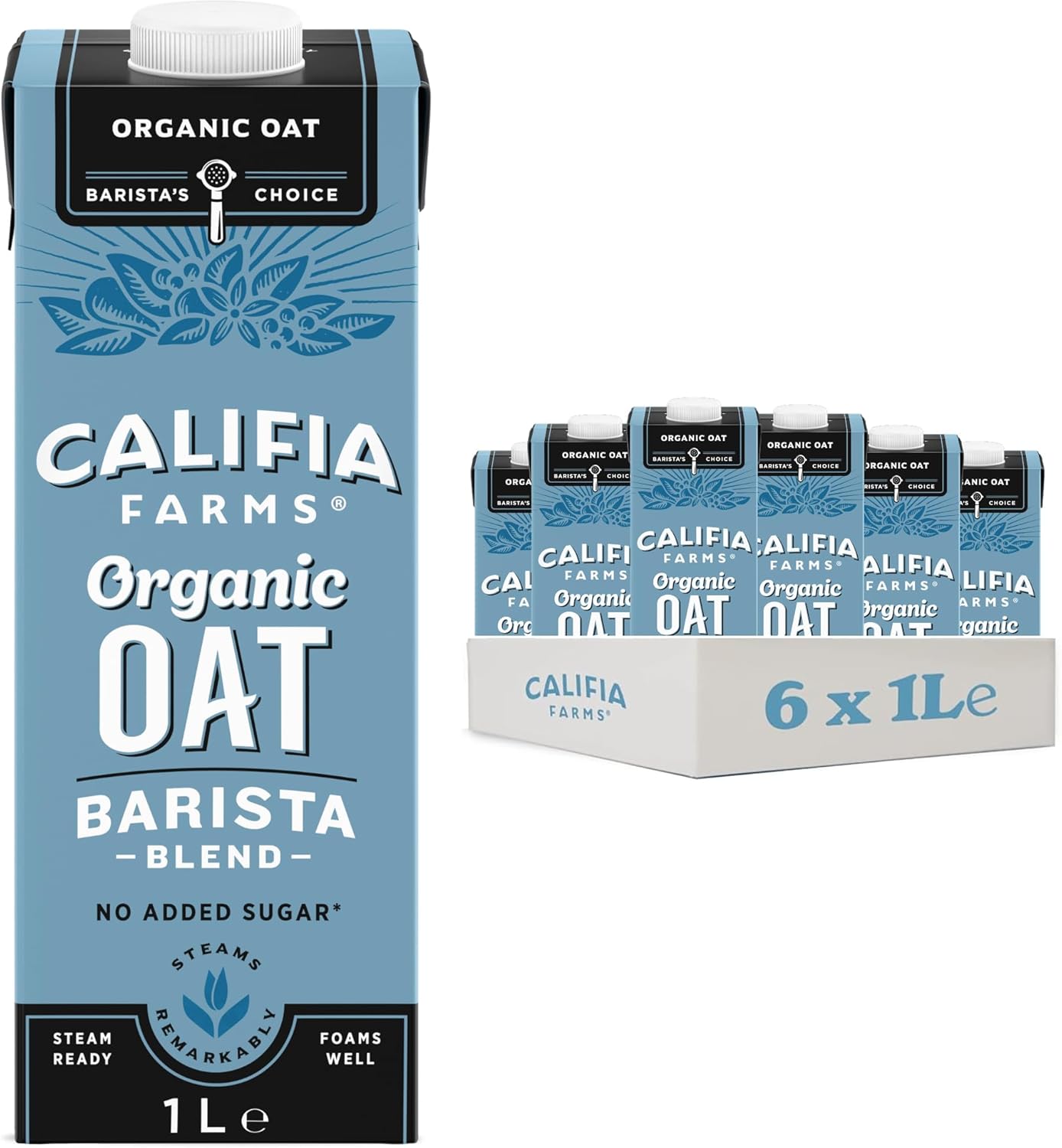 Califia Farms Organic Oat Barista Blend - 6 x 1L Dairy Free Vegan Milk