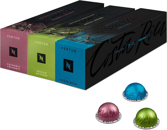 Nespresso Vertuo Coffee Pods 30 Mixed Pack Master Origins - Mexico Colombia Costa Rica