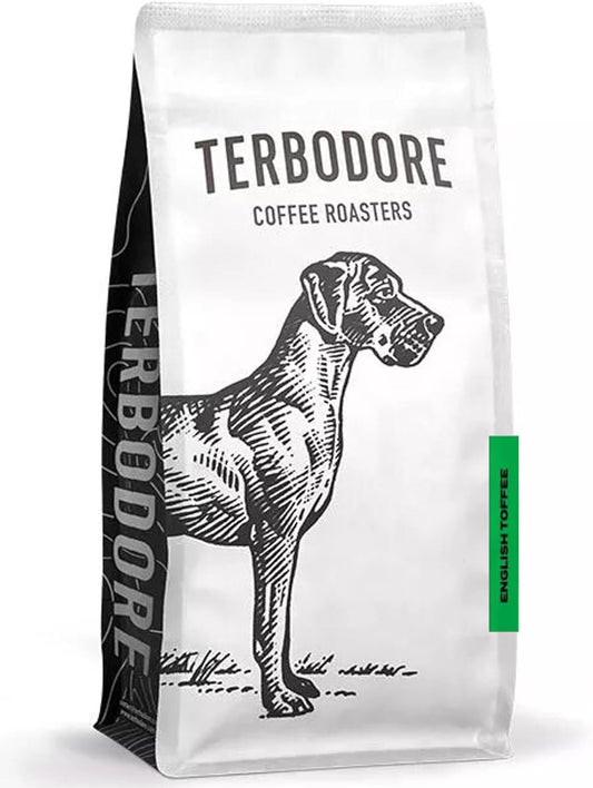 Terbodore English Toffee Coffee Beans 1kg - Toffee Flavoured Whole Beans Medium Roast