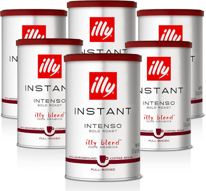illy Instant Coffee Intenso Dark Roast 95g x 6 Pack - 100% Arabica Bold