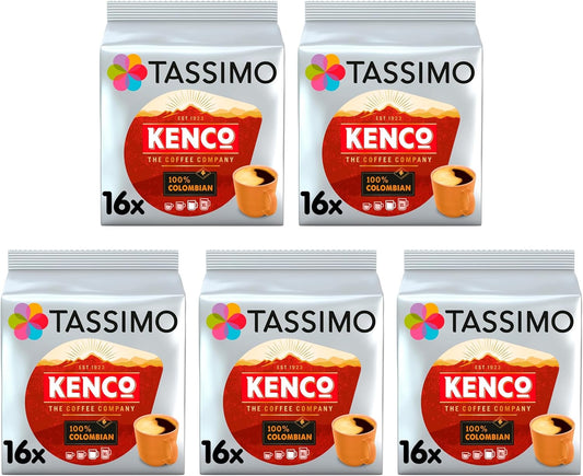 Tassimo Kenco Colombian Coffee Pods X16 Pack of 5 Total 80 Drinks - Medium Roast