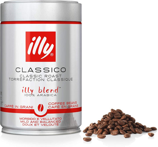 illy Classico Coffee Beans Medium Roast 250g Tin - 100% Arabica Whole Beans