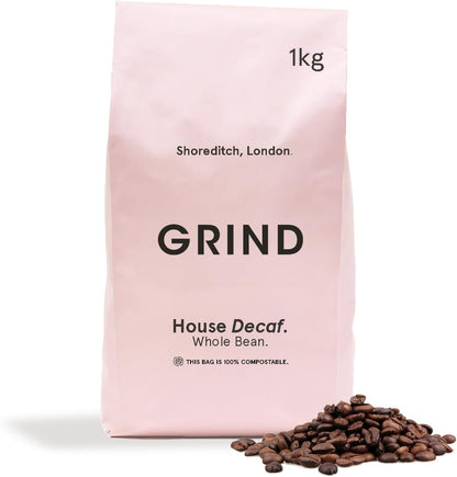 Grind Decaf House Blend Specialty Coffee Beans - 1kg Bag Medium Roast 100% Arabica-ExpressCo