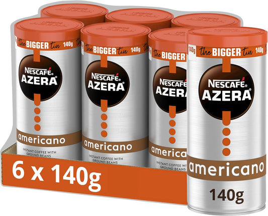 NESCAFÉ Azera Americano Instant Coffee 140g Pack of 6 - Rich Smooth Barista