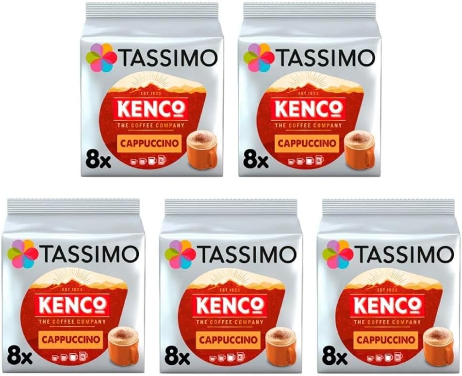 Tassimo Kenco Cappuccino Coffee Pods x8 (Pack of 5, Total 40 Drinks)-ExpressCo