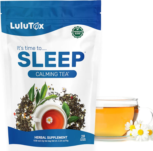 LULUTOX Bedtime Herbal Tea 28 Pyramid Bags - Natural Sleep Tea for Deep Rest