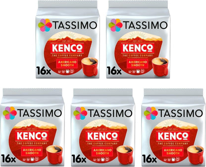 Tassimo Kenco Americano Smooth Coffee Pods - 80 Drinks (5 Packs of 16)-ExpressCo