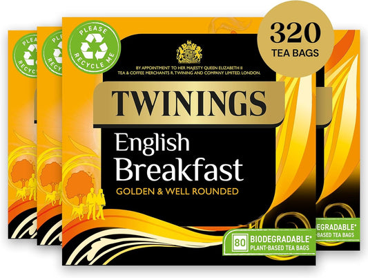Twinings English Breakfast Tea 4 x 80 Bags - 320 Teabags Black Tea
