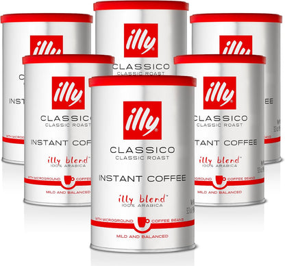 illy Instant Coffee Classico Medium Roast 95g x 6 Pack - 100% Arabica Smooth
