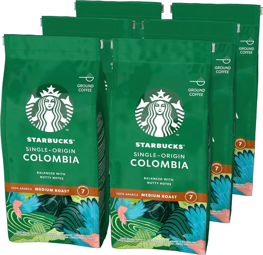 STARBUCKS Single-Origin Colombia Medium Roast Ground Coffee 200g Pack of 6