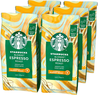 STARBUCKS Blonde Espresso Roast Whole Bean Coffee 200g Pack of 6 - Light Roast-ExpressCo