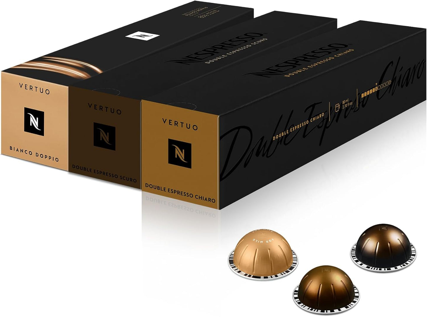 Nespresso Vertuo Coffee Pods 30 Espresso Mixed Pack - Bianco Doppio Scuro Chiaro