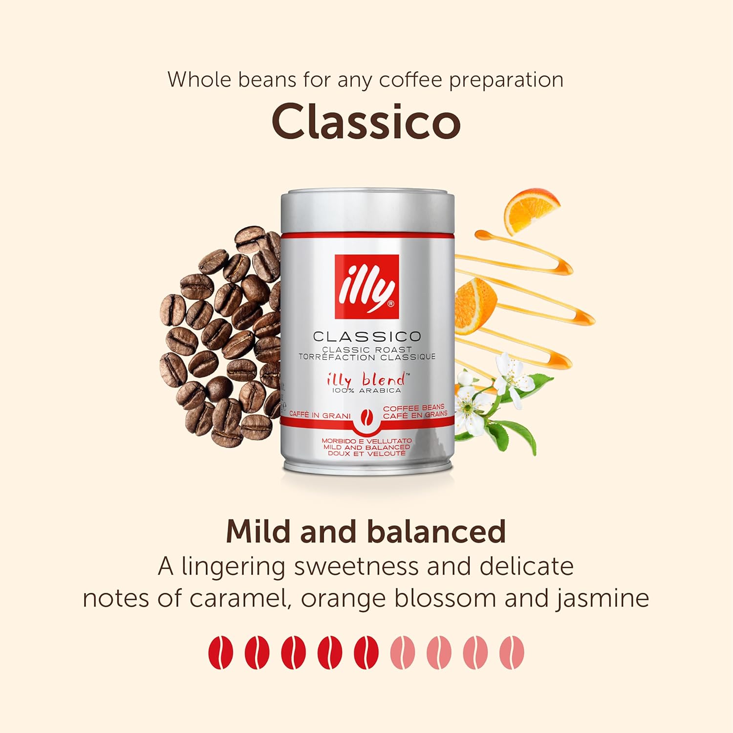 illy Classico Coffee Beans Medium Roast 250g Tin - 100% Arabica Whole Beans-ExpressCo