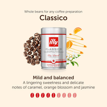 illy Classico Coffee Beans Medium Roast 250g Tin - 100% Arabica Whole Beans-ExpressCo