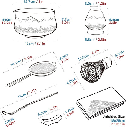 TEANAGOO 7 Pcs Matcha Set Pink - Ceremony Matcha Kit with Whisk Bowl Scoop Sifter