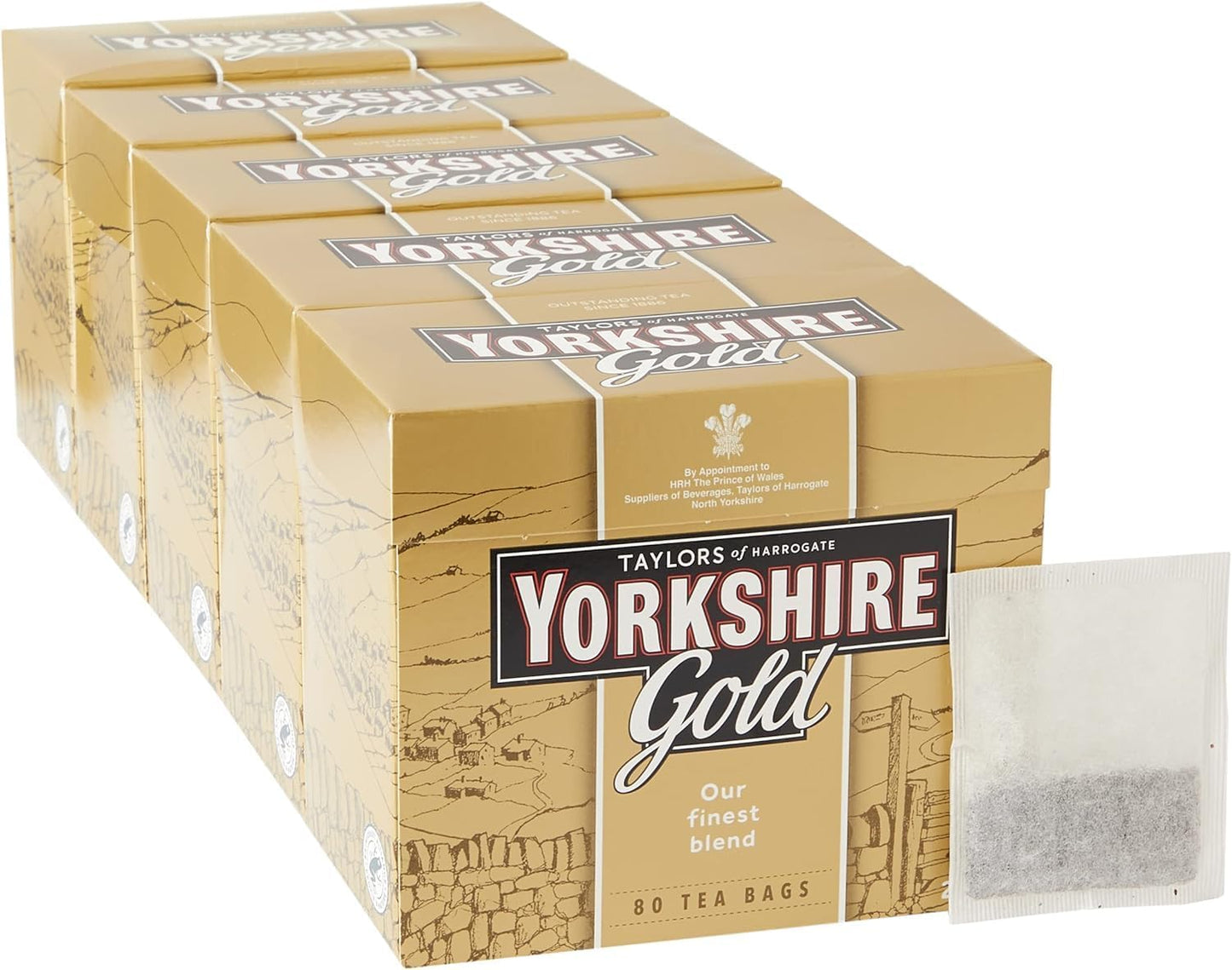Yorkshire Tea Gold 80 Tea Bags - Pack of 5 (400 Tea Bags Total)
