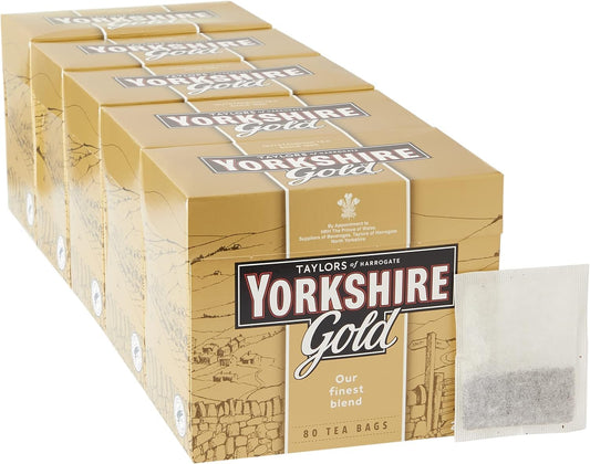 Yorkshire Tea Gold 80 Tea Bags - Pack of 5 (400 Tea Bags Total)