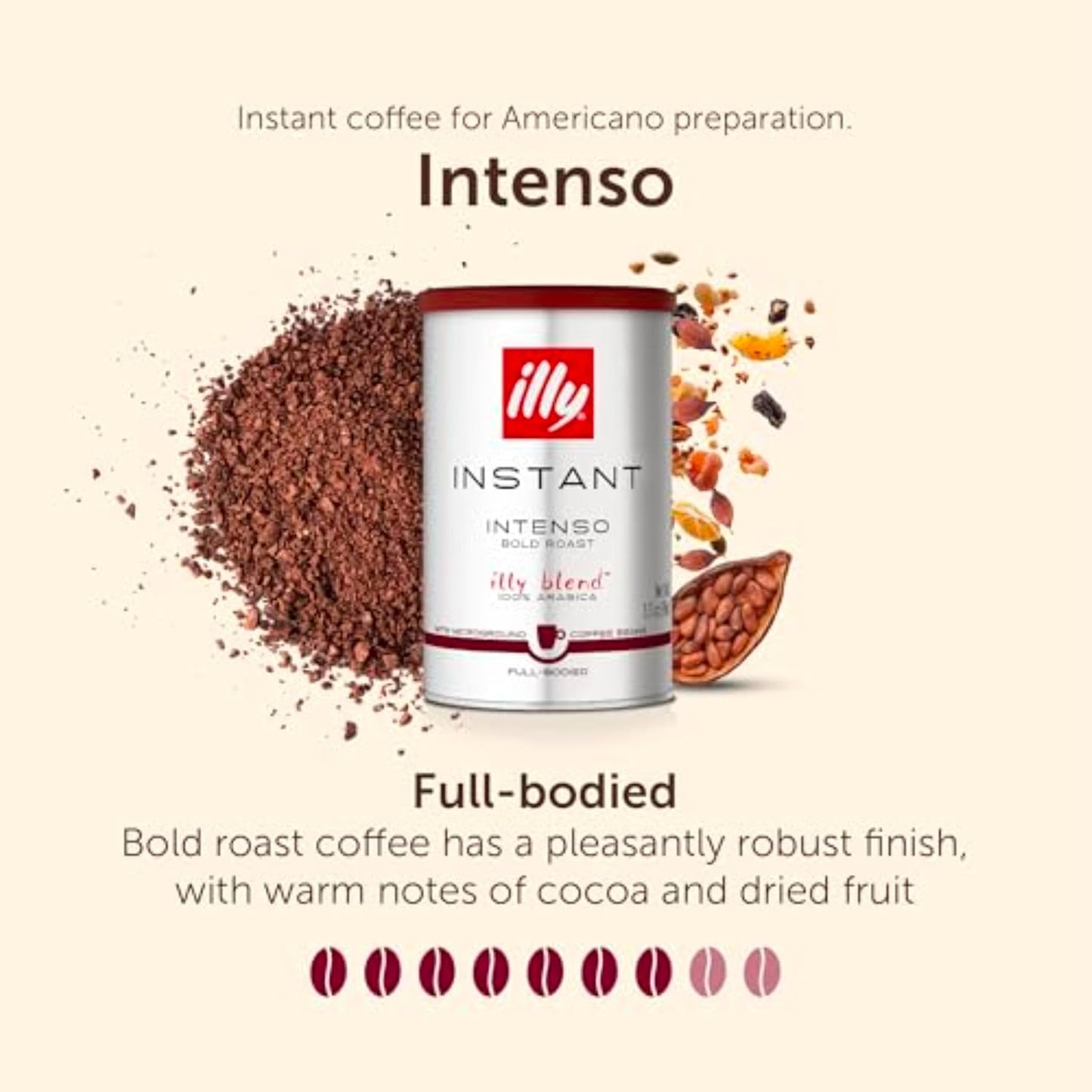 illy Instant Coffee Intenso Dark Roast 95g x 6 Pack - 100% Arabica Bold