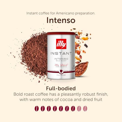 illy Instant Coffee Intenso Dark Roast 95g x 6 Pack - 100% Arabica Bold