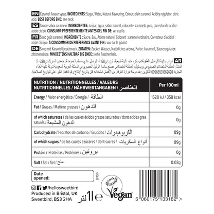 Sweetbird Caramel Syrup 1 Litre - Premium Coffee Syrup for Lattes