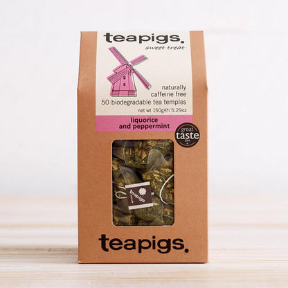 teapigs Liquorice & Peppermint Tea - Caffeine-Free Herbal Tea 50 Temples