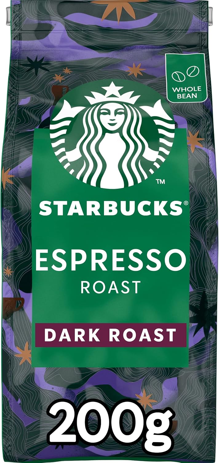 STARBUCKS Espresso Roast Dark Roast Whole Bean Coffee 200g Pack of 6 - Bold-ExpressCo