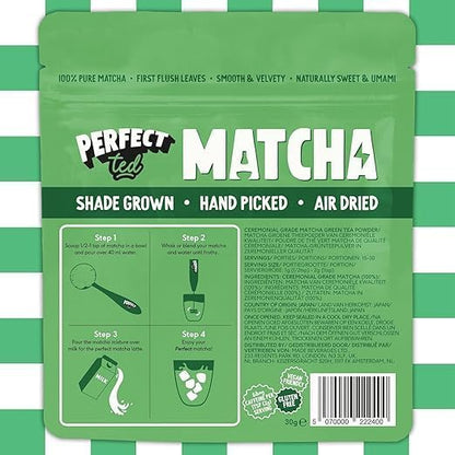 Ceremonial Grade Matcha Powder 100g | Perfect Ted Japanese Green Tea with L-Theanine