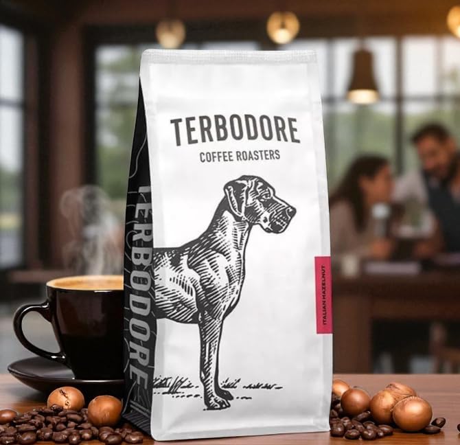 Terbodore Italian Hazelnut Coffee Beans 1kg - Hazelnut Flavoured Whole Beans Medium Roast