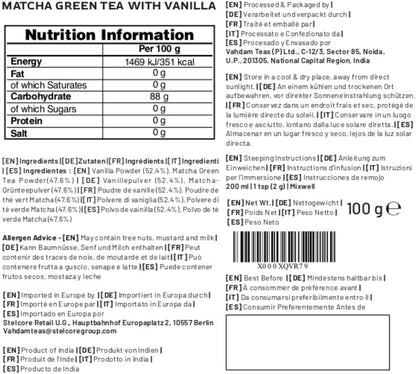 VAHDAM Japanese Vanilla Matcha Green Tea Powder 100g - Premium Vanilla Matcha