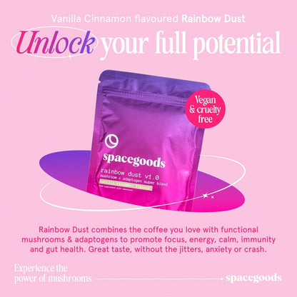 Spacegoods Rainbow Dust 240g Vanilla & Cinnamon - Vegan Mushroom Coffee (30 Servings)-ExpressCo