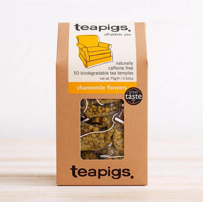 teapigs Chamomile Flowers Tea - Caffeine-Free Whole Flowers 50 Temples