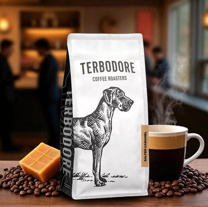 Terbodore Salted Caramel Coffee Beans 1kg - Flavoured Whole Beans Medium Roast