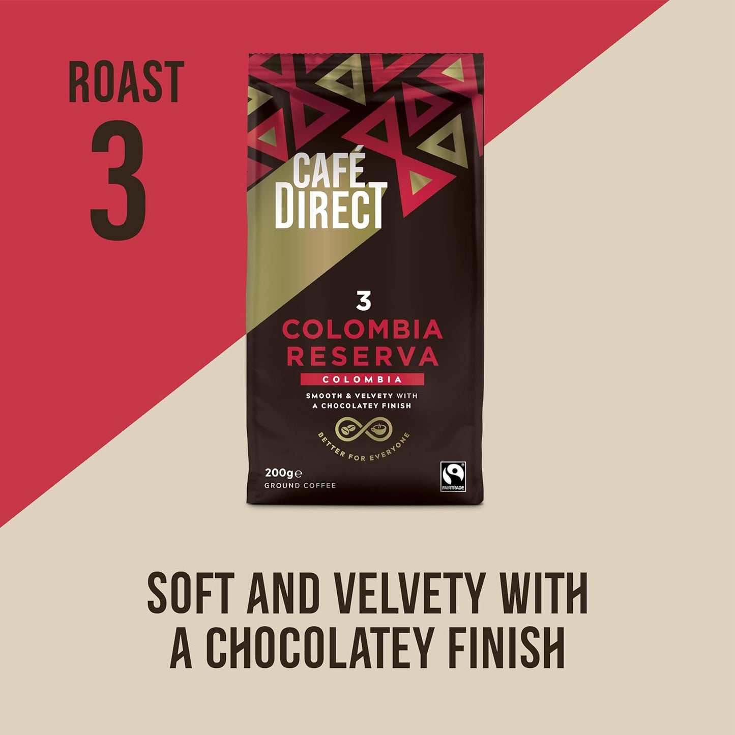 Cafédirect Cauca Valley Colombia Fairtrade Ground Coffee 200g - Pack of 6 (1.2kg Total)