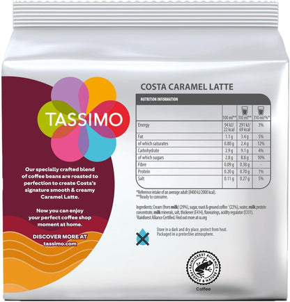 Tassimo Costa Caramel Latte Coffee Pods - 40 Drinks (5 x 8 Pack)