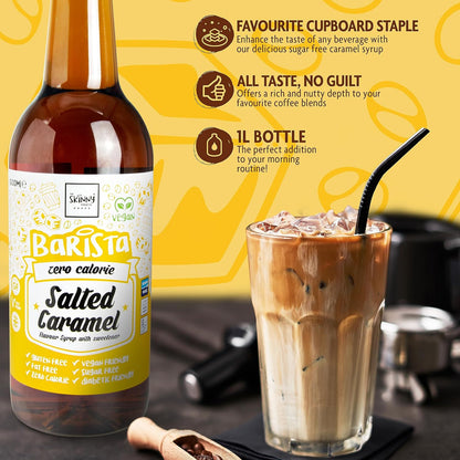 Skinny Food Co Salted Caramel Syrup Zero Calorie 1L - Sugar Free Vegan
