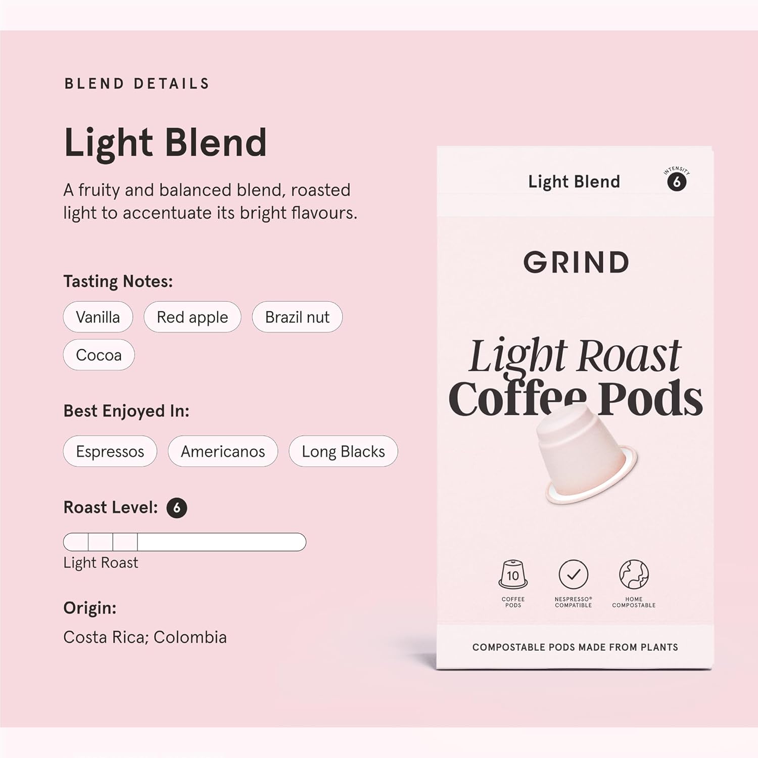 Grind Light Coffee Pods – Pack of 100 Biodegradable Capsules – 100% Arabica – Nespresso® Original Compatible – Home Compostable – Barista Quality and Specialty Grade – Light Roast-ExpressCo