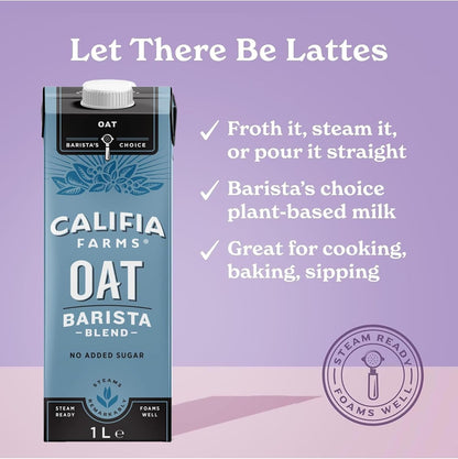 Califia Farms Oat Barista Blend with Calcium - 6 x 1L Dairy Free Vegan Milk